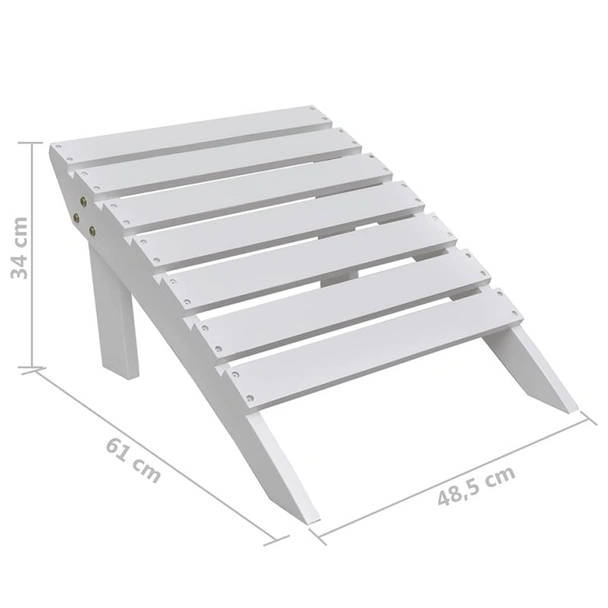 Градински стол с табуретка, дърво, бял - Image 10