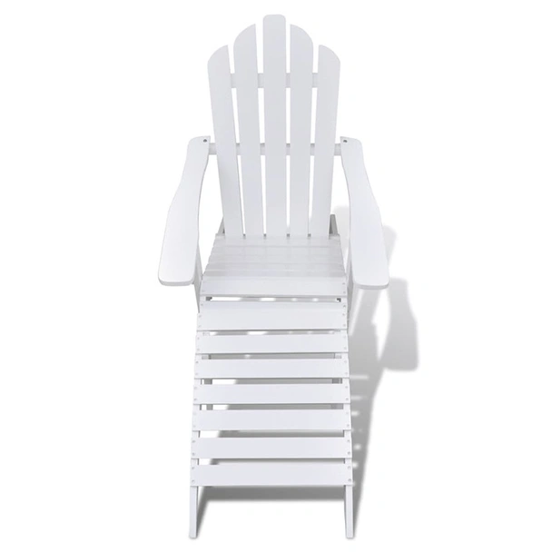 Градински стол с табуретка, дърво, бял - Image 2