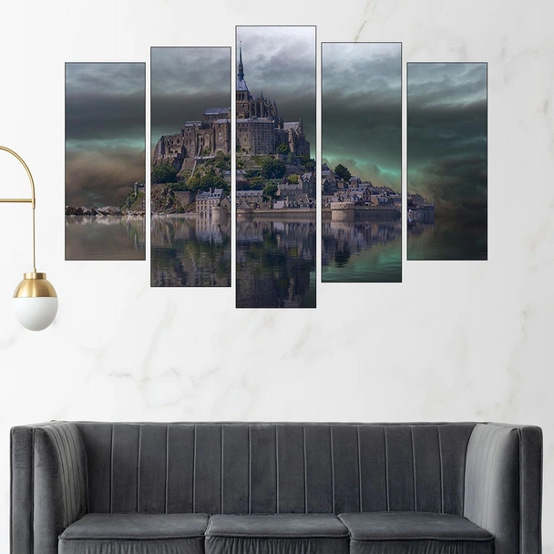 Замък върху малък остров - картина пано за стена - Image 3