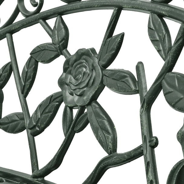 Градинска пейка, 100 см, лят алуминий, зелена - VL42166 - Image 3