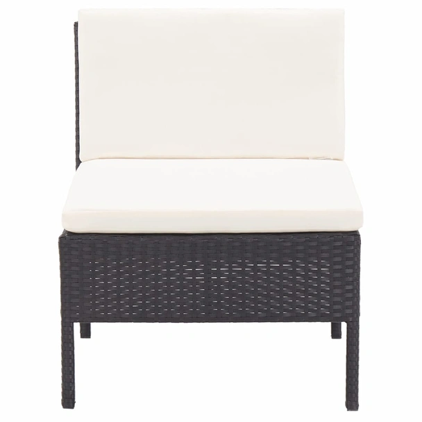 Градински комплект с възглавници, 8 части, черен полиратан - Image 10