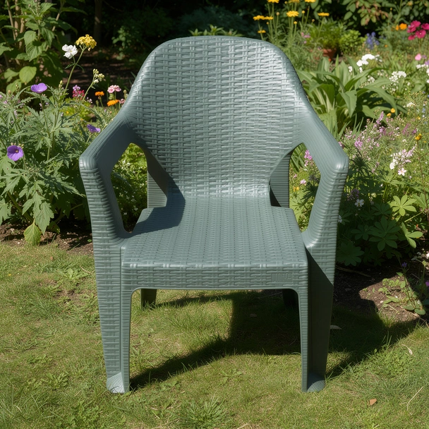 Градински стол PVC зелен Polo MEVSIM - Image 2