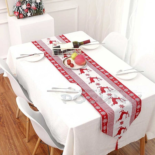Коледен тишлайфер Еленчета червен 34х180 см - Image 2