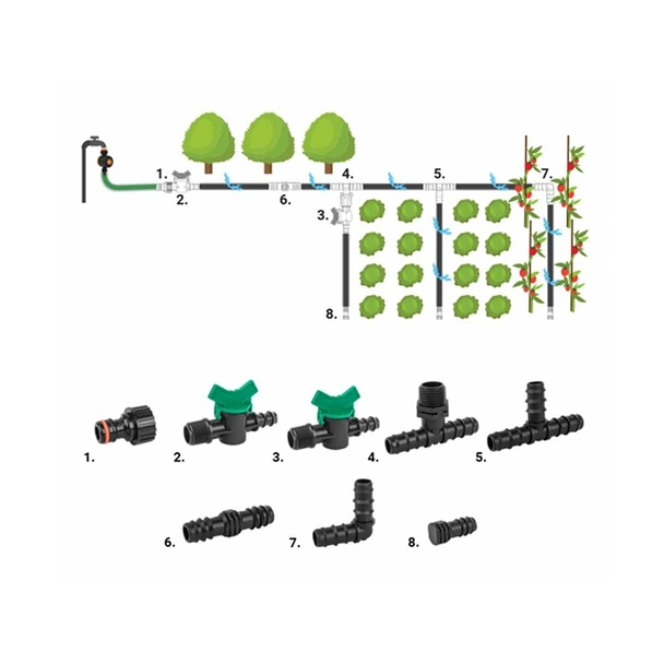 Комплект аксесоари за капково напояване за Ф16 мм 42 части BRADAS - Image 3