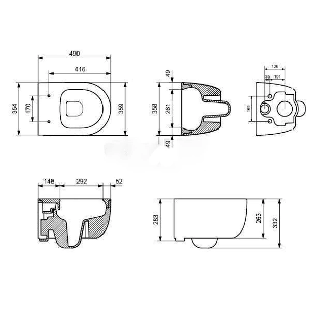 Комплект окачена тоалетна чиния Rimless с биде V-TondoBOCCHI - Image 2