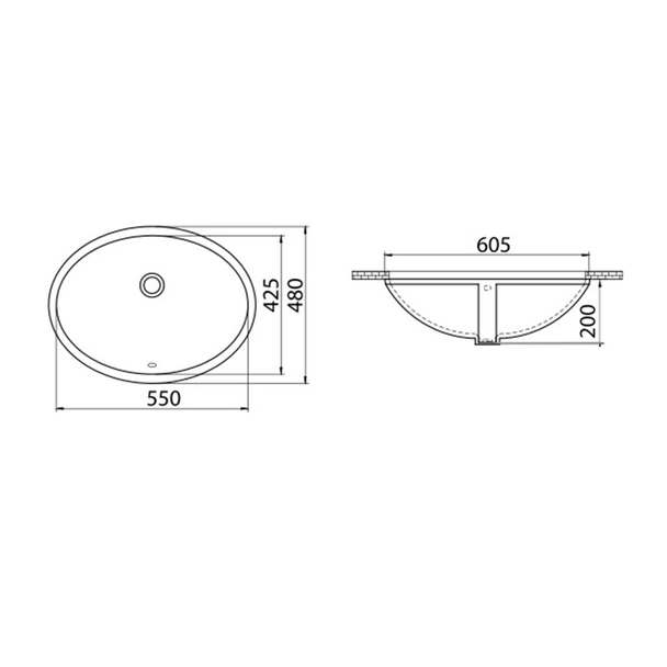 Мивка 55 см за вграждане под плот Classic Cera Style - Image 3