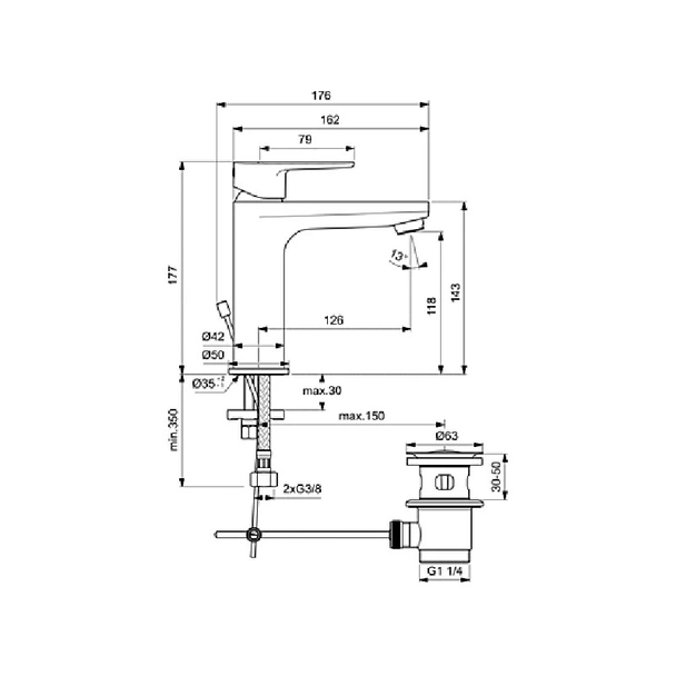 Стоящ смесител за умивалник с изпразнител Tyria Vidima - Image 3