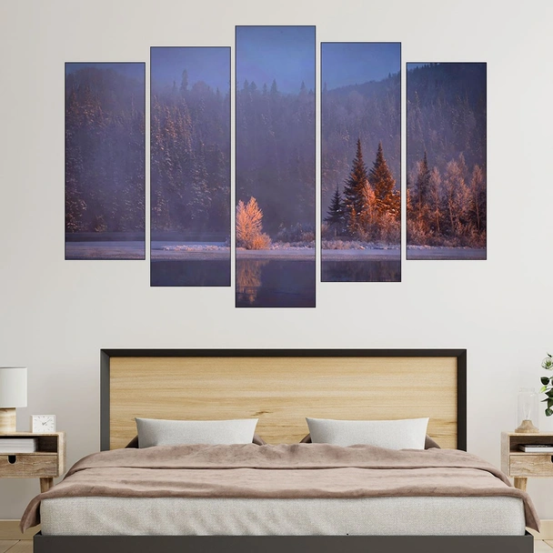 Зимен пейзаж в гората - картина пано за стена - Image 3