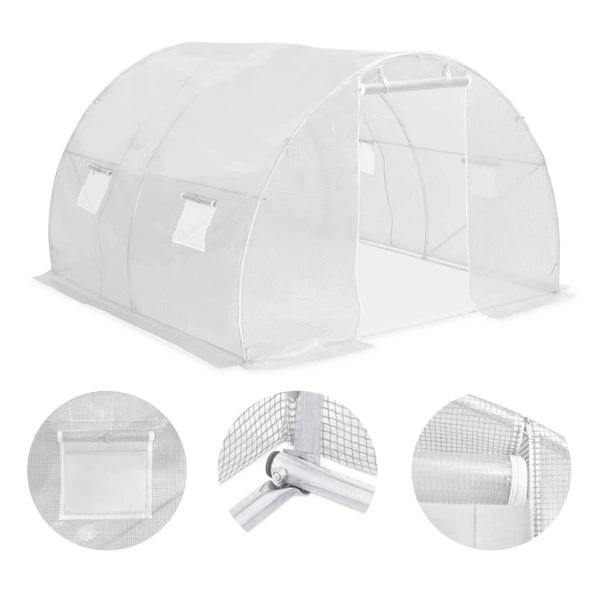 Оранжерия - 3x3x2 м - бяла - полиетилен и стомана - 9м² - Image 7