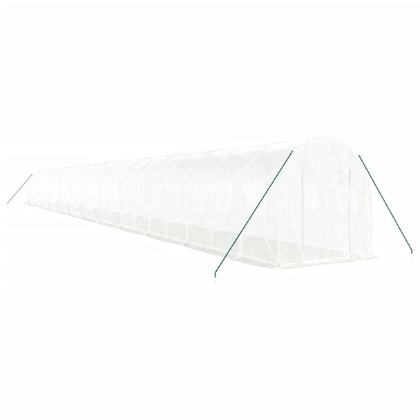 Оранжерия със стоманена рамка бяла 48 м² 24x2x2 м - Image 2