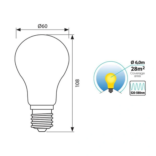 LED лампа против комари ZANZARA LED- 5W- 420LM- E27- ЖЪЛТА - Image 2