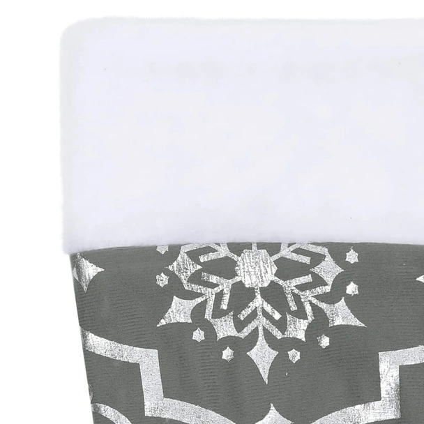 Луксозна пола за коледна елха с чорапче, сива, 90 см, плат - Image 7