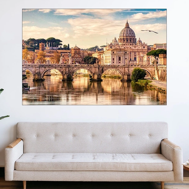 Мост и катедрала във Ватикана - картина пано за стена