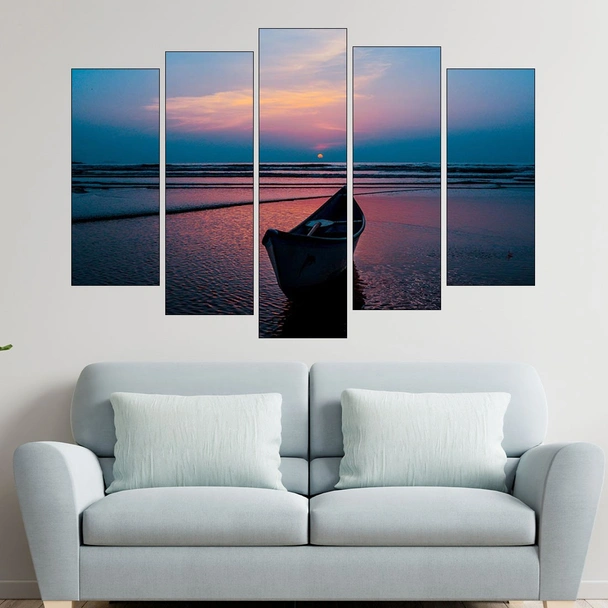 Залез над лодка на брега - картина пано за стена - Image 3