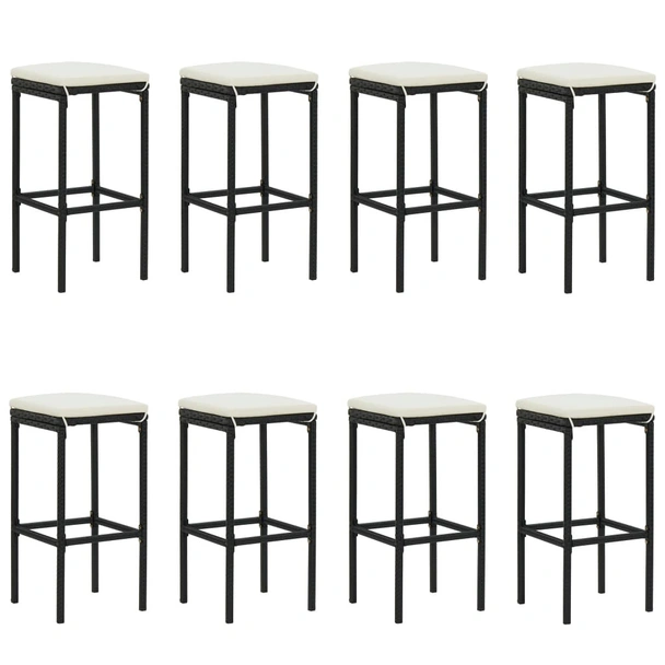 Градински бар комплект с възглавници, 9 части, черен - Image 6