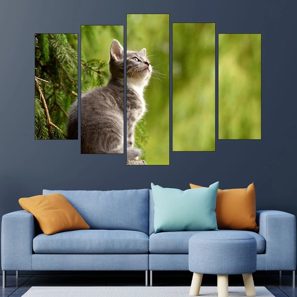 Портрет на коте в гората - картина пано за стена - Image 3