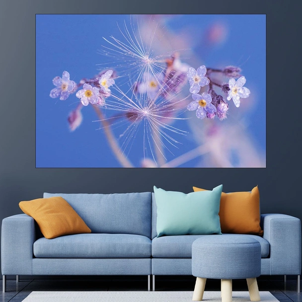 Пролетно цвете с роса - картина пано за стена