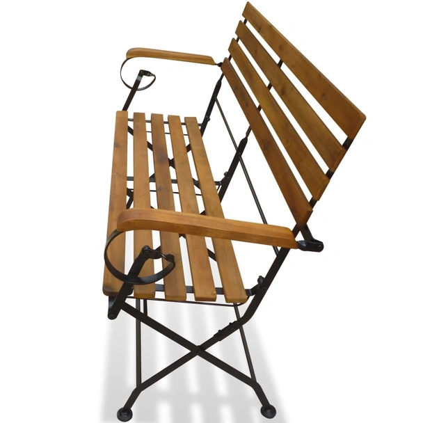 Сгъваема градинска пейка, 112 cм, акация масив - VL43736 - Image 3