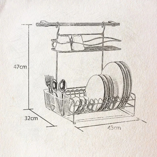 Сушилник за съдове за стена, две нива, хром TEKNO TEL - Image 4