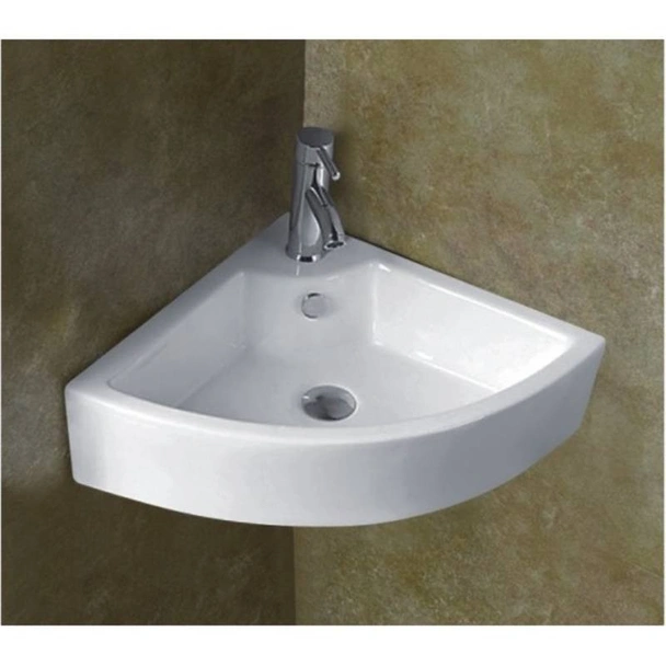 Ъглов порцеланов умивалник 43.5х32х13см бял INTER CERAMIC