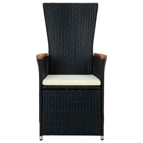 Градински комплект с възглавници, 9 части, полиратан, черен - Image 11