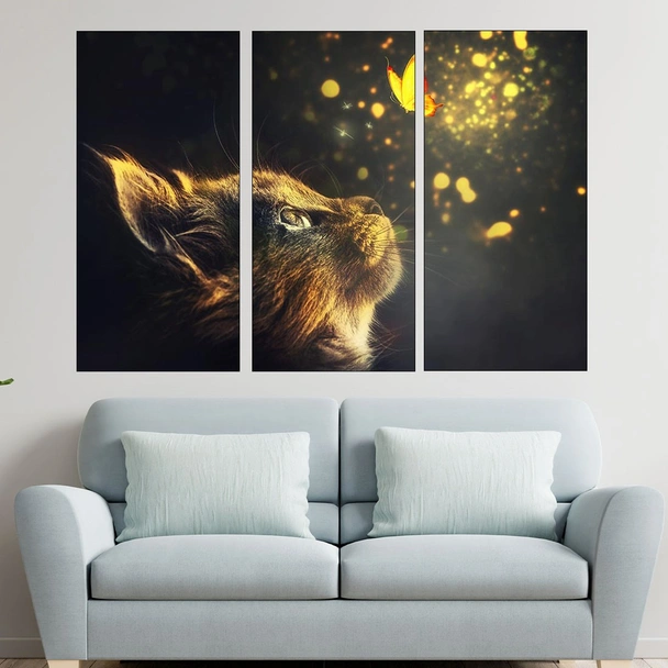 Коте и пеперуда  - картина пано за стена - Image 2