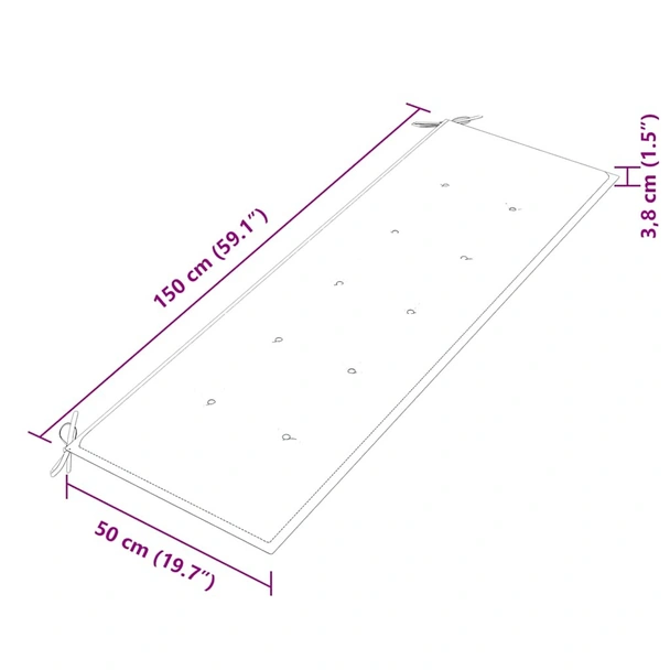 Пейка Батавия с кремава възглавница, 150 см, тик масив - VL3100828 - Image 9