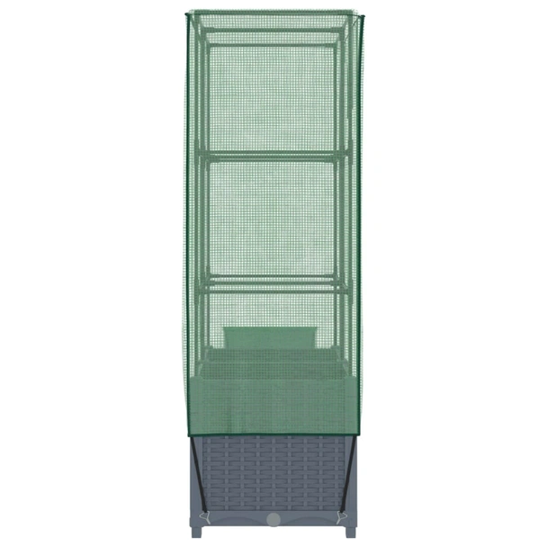 Повдигната леха с покривало,  80x40x138 см - ратанов синьо сив сандък - Image 5