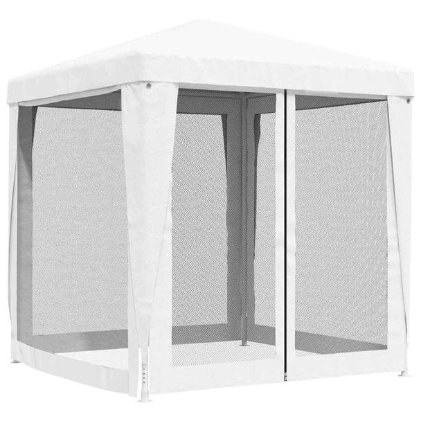 Шатра за партита с 4 мрежести стени, 2x2 м, бяла - Image 4