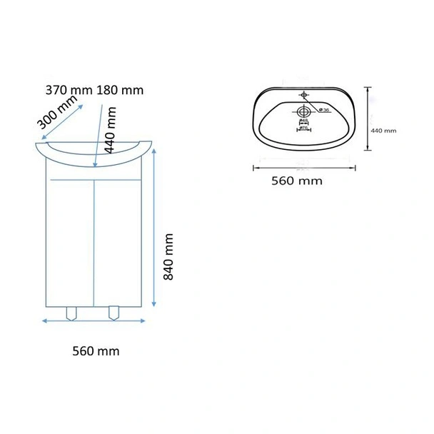 Шкаф за баня с мивка + огледален шкаф Перла 55 см FORMA VITA - Image 4