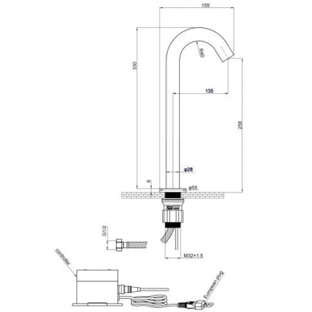 Автоматичен смесител за умивалник с фотоклетка хром INTER CERAMIC - Image 2