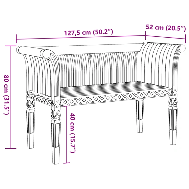 Градинска пейка 127.5x52x80 см Масивна тикова дървесина - VL42006347 - Image 11
