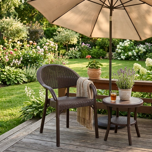 Градински стол Bamboo Rattan кафяв MEVSIM - Image 4