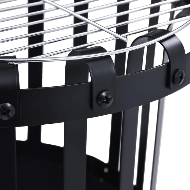 Градинско преносимо огнище с барбекю грил, стомана, 47,5 см - Image 5