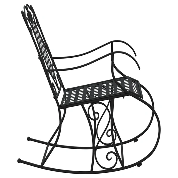 Люлееща се пейка, 84 см, черна, стомана - VL318830 - Image 4