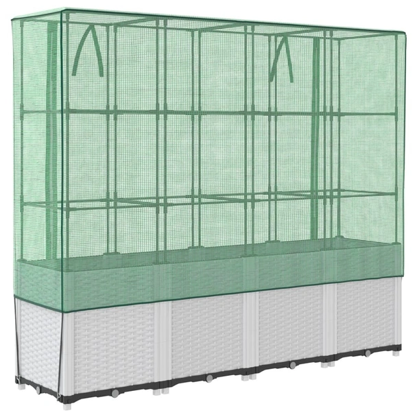 Повдигната леха с покривало, 160x40x153 см - Бял сандък - Image 6