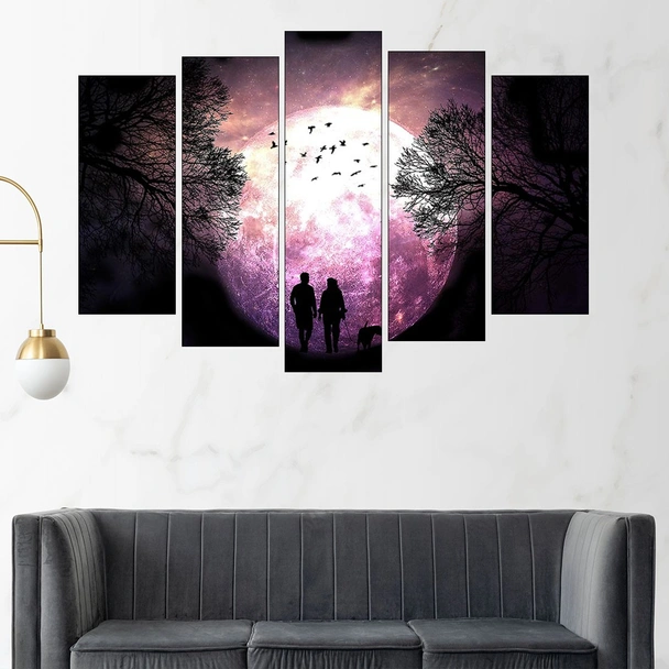 Разходка на двойка с куче - картина пано за стена - Image 3