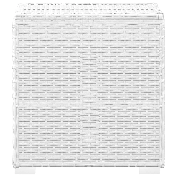 Шезлонг с шалте и маса за чай, бял полиратан - Image 9