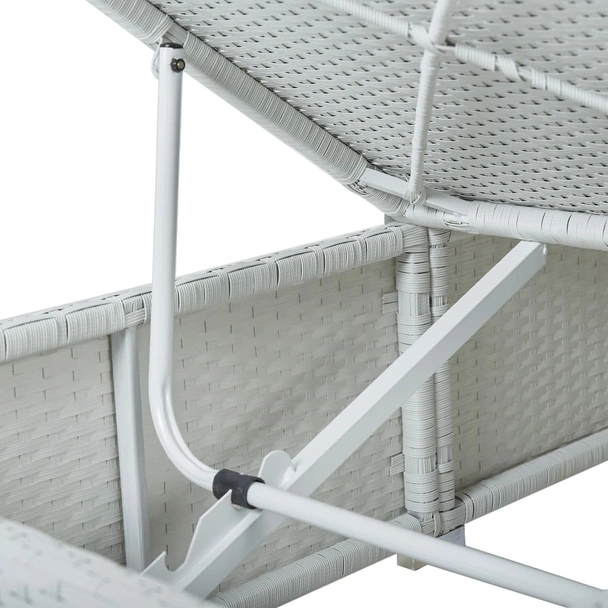 Шезлонг с шалте и маса за чай, бял полиратан - Image 10