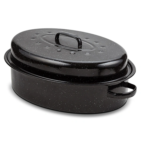 Емайлирана овална тава с капак 42 см NAVA - Image 2