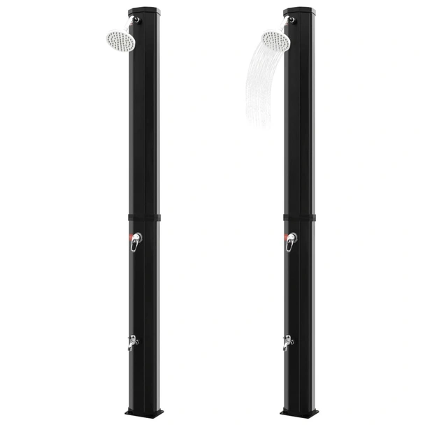 Градински соларен душ 217 см - слушалка и кранче - 35л черен - Image 4