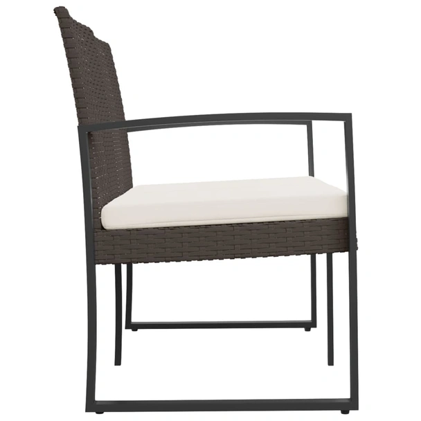 2-местна градинска пейка с възглавници, кафява, PP ратан - VL360210 - Image 4