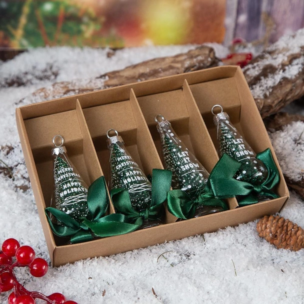 Декоративни коледни елхички 4x9 см 4 бр. - Image 5