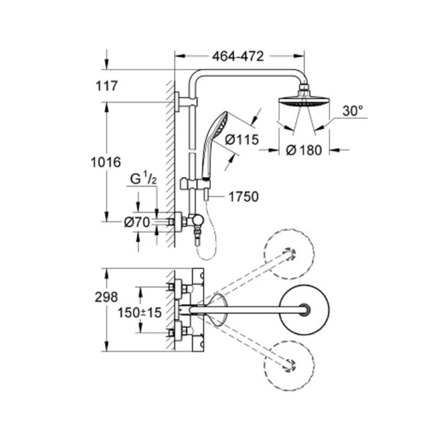 Душ система с термостат Euphoria System 180 GROHE - Image 13