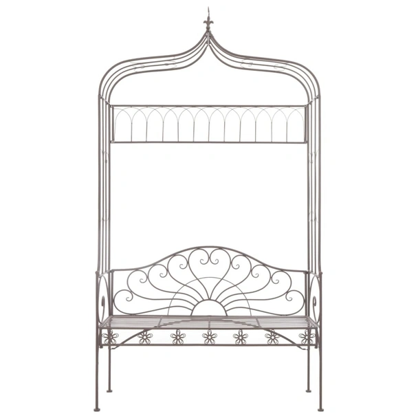 Градинска пейка, 122 см, желязо, антично кафяво - VL45435 - Image 2