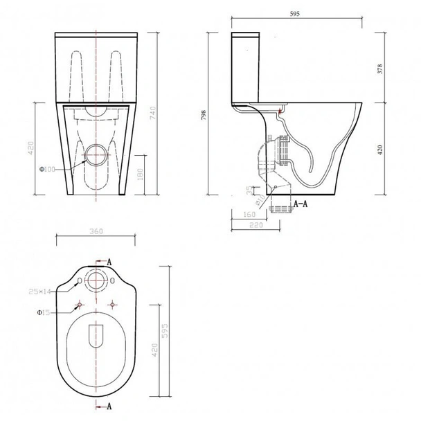 Моноблок със задно оттичане ICC 7436P NANO INTER CERAMIC - Image 2