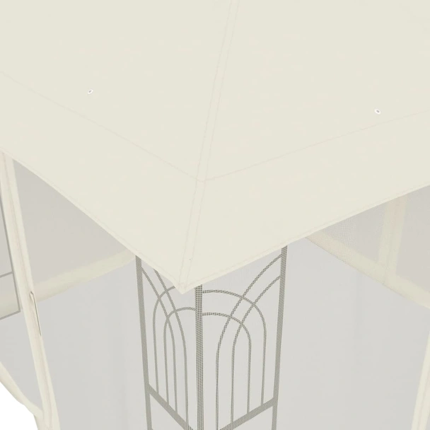 Шатра двоен покрив и мрежести стени кремав 2,94x2,94 м стомана - Image 7