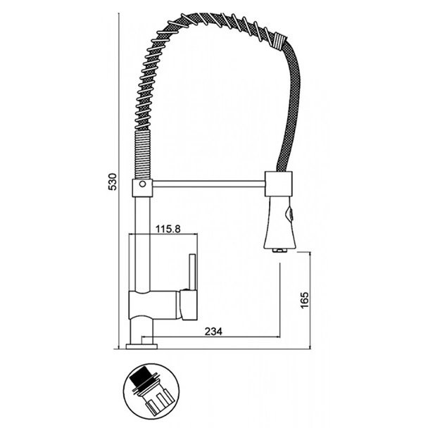 Смесител за кухня San Remo с изтеглящ се чучур стоящ FORMA VITA - Image 2