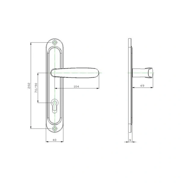 Бяла дръжка за обикновена брава 70 мм Силистра SONICO - Image 2