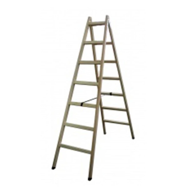 Дървена стълба 2.25 м 2x7 стъпала Бял бор лукс